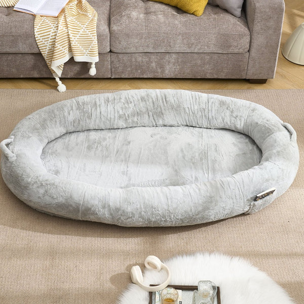 English Elm Human Dog Bed Oversized Memory Foam Floor Lounger with Plush Surface and Storage Pocket W2705P255385