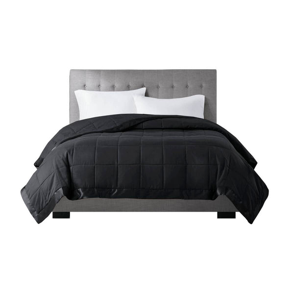 English Elm Lightweight hypoallergenic down alternative blanket with satin trim, breathable summer weight, Oeko‑Tex certified Black 14.96 L x 7.48 W x 7.48 H B035P266698