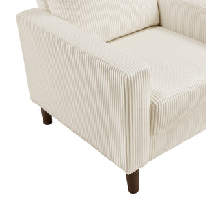 English Elm Modern 3-Piece Contemporary Sofa Set - Cozy Beige Corduroy Upholstered Loveseat & Chair For Living Room B011S01832