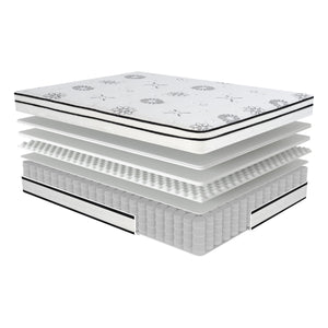 English Elm 12-inch Vela Promo Hybrid Queen Mattress with Breathable Quilted Cover, Green Tea Freshness, Plush Support White 16.5 L x 16.5 W x 80 H B011P213355
