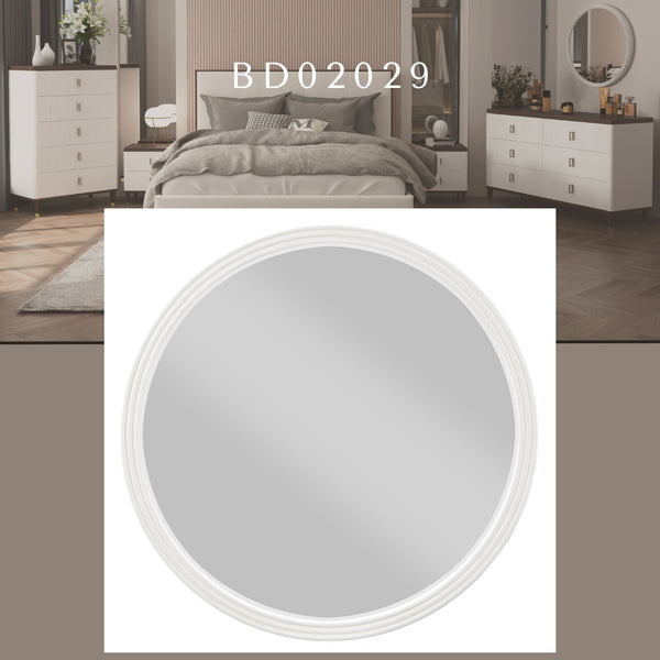English Elm Carena Gray Round Mirror — 32" Inner Diameter, Poplar Frame, Modern Minimalist Wall Accent for Home Decor B2726P247221