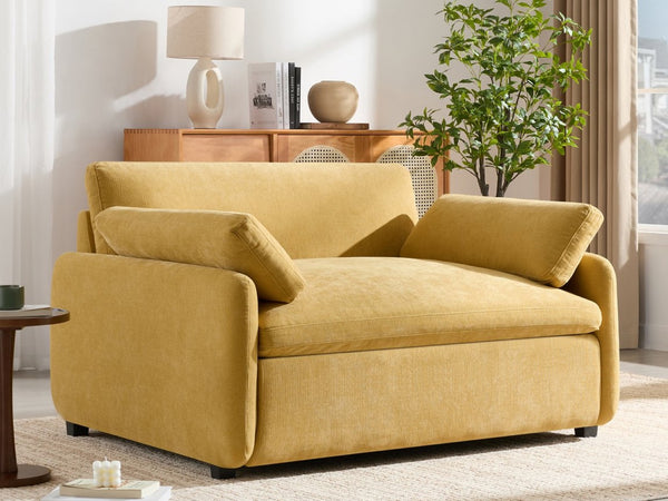 English Elm 50*43" Oversized Chenille Armchair Deep Lounge Seat Modern Minimalist Living Room Chair Yellow N723S5042Y
