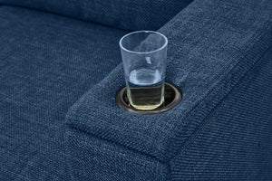 English Elm 67.7" Modern Loveseat Sofa with Cup Holders and Hidden Storage, Polyester Upholstery, Solid Wood Frame Blue W1097S00194