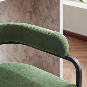 English Elm Modern Chenille Counter Stools Set of 2 — Upholstered Ergonomic Bar Chairs with Metal Frame & Armrests for Kitchen Island Green W1901P264277