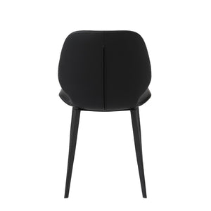 English Elm Modern Faux Leather Dining Chair Set Padded Seat Matte Black Legs Kitchen Seating W1535P460311