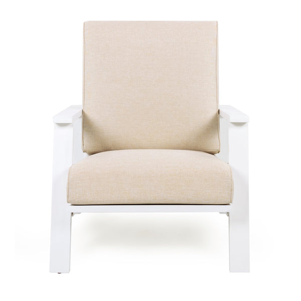 English Elm Christopher Knight Home® - Patio Lounge Chair: Weather-Resistant Beige Cushion & Durable White Acacia Wood For Ultimate Comfort N779P291591W