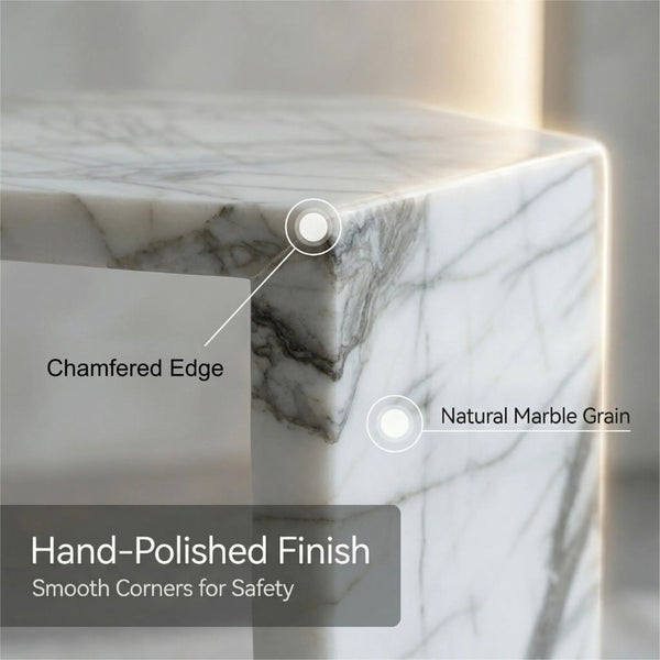 English Elm Genuine Solid Marble Hexagonal Pedestal End Table Polished Stone for Modern Living White+Multi W1696P408000