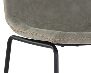 Sunpan Cal Barstool Set of 2 - Stylish Mid-Century Design with Brushed Steel Frame & Faux Leather Comfort Antique Grey