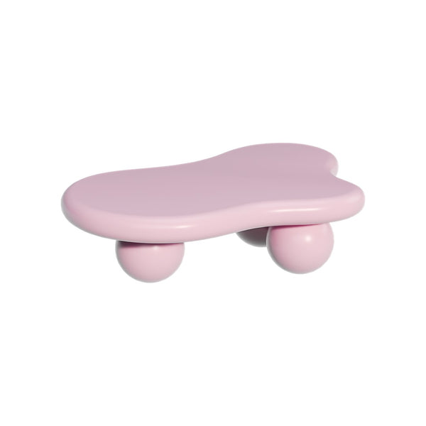 English Elm 47 Inch Organic Cloud Silhouette Coffee Table with Sculptural Ball Legs for Living Rooms Pink W1435S00019