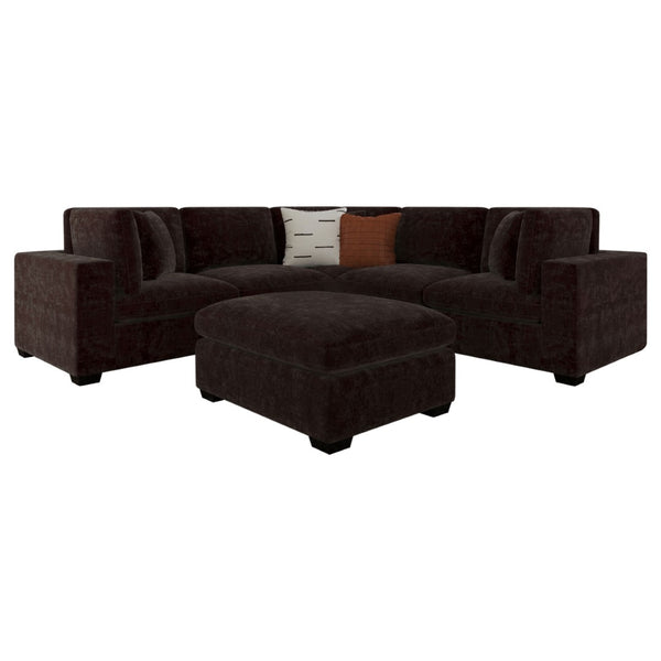 English Elm Murtagh Curved Modular Sectional Sofa with Deep Fabric Upholstery and Tapered Black Legs Chocolate B062S01583