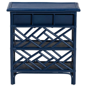English Elm Bohemian Woven Rattan Nightstand with Geometric Drawer for Organic Bedroom Styling B2750P467856