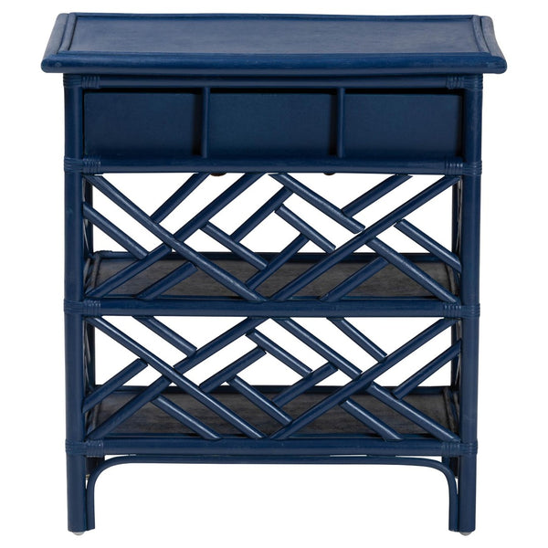 English Elm Bohemian Woven Rattan Nightstand with Geometric Drawer for Organic Bedroom Styling B2750P467856