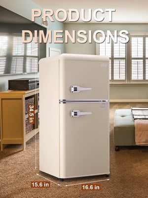 English Elm 3.5cu.ft Two Door Compact Mini Fridge Wood Finish Freezer Dorm Bar Office Cream W1002P210648