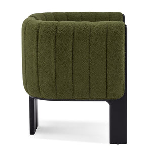 English Elm Dining Chair Set of 4 Olive Boucle Upholstered with Matte Black Rubberwood Legs N779P341494G-2