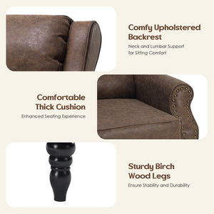 English Elm Faux Leather Pushback Recliner Coffee — Easy Tool-Free Setup, Lumbar Support, Soft Cleanable Finish T3623P379801