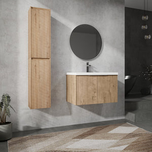 English Elm 30" Wall-Mounted Bathroom Vanity With Sink & Side Cabinets - Stylish, Space-Saving Design & Storage W999S00222