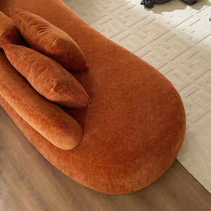 English Elm Oversized L-Shaped Sectional Sofa Right-Facing Chaise with PU Leather Base, Plush Deep Seats, No Assembly Required, Includes 6 Pillows Orange W3208S00007