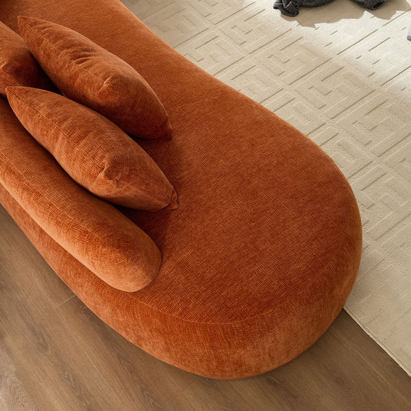English Elm Oversized L-Shaped Sectional Sofa Right-Facing Chaise with PU Leather Base, Plush Deep Seats, No Assembly Required, Includes 6 Pillows Orange W3208S00007