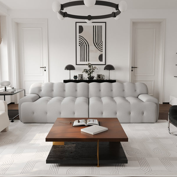 English Elm Bubble Modern Armless Sectional Sofa - 3D-Knitted Loveseat With Plush Comfort & Stylish Design B341S00010