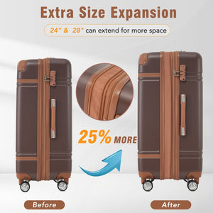 English Elm Hardshell 3 Piece Abs Luggage Set with Tsa Lock Spinner Wheels and Cosmetic Case N732P171585O