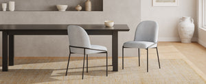 English Elm Modern Curved High Back Dining Chairs with Bronze Iron Frame Linen Upholstery Set of 2 N762P288935E