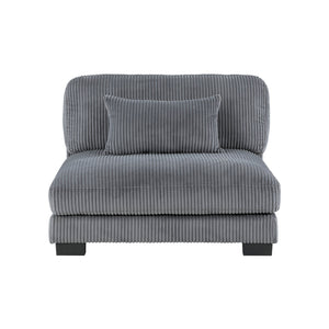 English Elm 1Pc Modern Modular Armless Chair In Plush Gray Corduroy – Versatile Seating With Matching Pillow! B011P220981
