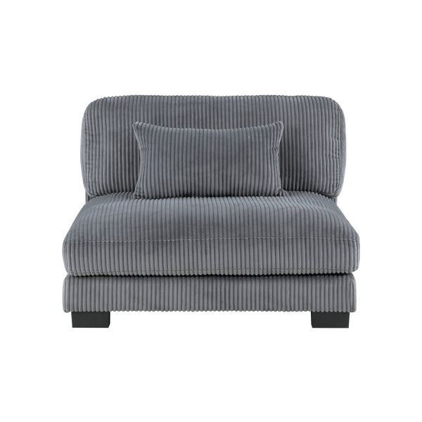English Elm 1Pc Modern Modular Armless Chair In Plush Gray Corduroy – Versatile Seating With Matching Pillow! B011P220981