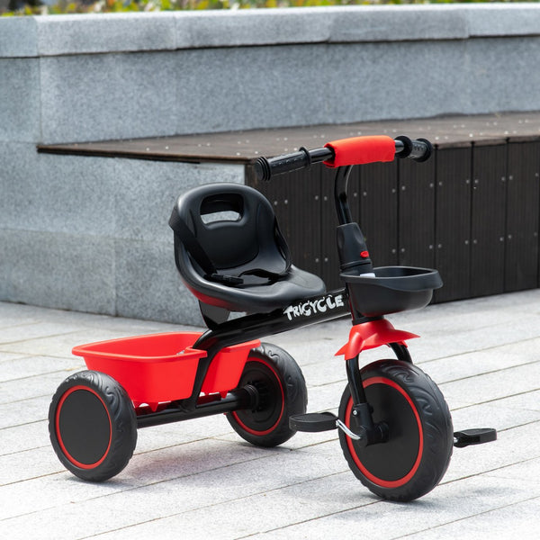 English Elm Qaba Toddler Steel Frame Tricycle with Bell Eva Wheels Ergonomic Seat Indoor Outdoor W2225P217781