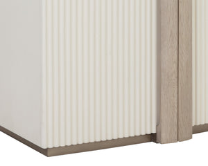 Sunpan Venetta Sideboard - Spacious Cream Storage with Light Oak Handles, Reeded Doors & Brass Accents
