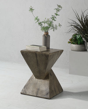 English Elm Zahi Weathered Oak Accent Table — Dark Oak Fiber Concrete Side Table, Eco Cement, No Assembly, 40lb Capacity B2726P360667