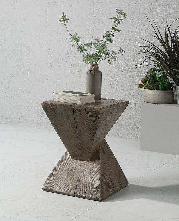 English Elm Zahi Weathered Oak Accent Table — Dark Oak Fiber Concrete Side Table, Eco Cement, No Assembly, 40lb Capacity B2726P360667