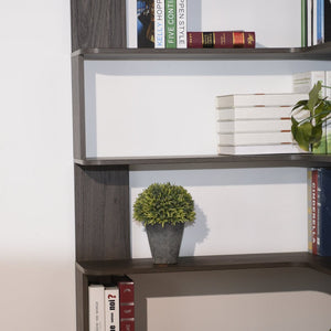 English Elm 90cm L-shaped Corner Bookcase Five Tier Mdf Open Shelving Unit for Home Office W2899P444161