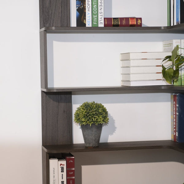 English Elm 90cm L-shaped Corner Bookcase Five Tier Mdf Open Shelving Unit for Home Office W2899P444161
