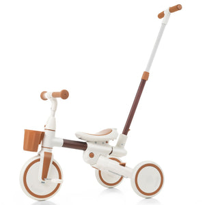 English Elm 7 in 1 Convertible Toddler Tricycle Aluminum Frame Push Trike with Rotating Seat Canopy Ivory N726P300636O