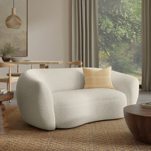 English Elm Sherri 69" Loveseat in Vanilla Cream Boucle — Mid-Century Curved Sofa, Durable 600lb Capacity, Cozy Comfort B136P364319