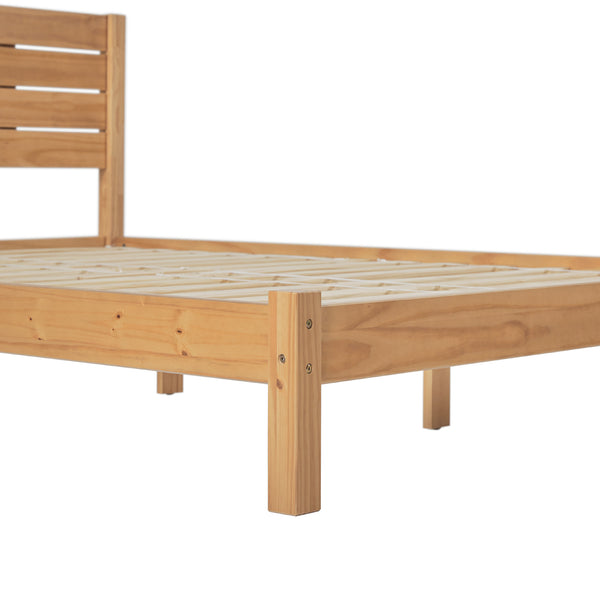 English Elm Walker Edison - Modern Modernist Queen Bedframe with Boho Slatted Headboard, Solid Pine Construction, No Box Spring Needed Natural Wood 84 L x 11 W x 9 H B185P169105