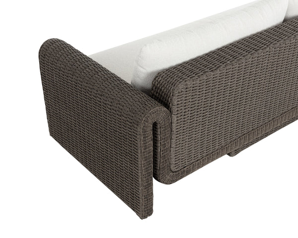 Sunpan Tibi Sofa - Curved Wicker Design With Comfortable Upholstery For Elegant Outdoor Living Spaces Cream Fabric 111862