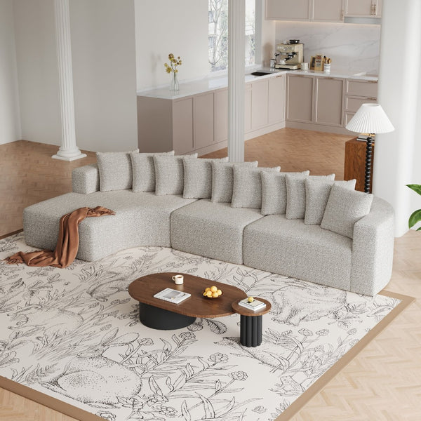 English Elm 131.1-inch Chenille Cloud Curved Sectional with Chaise and Ten Plush Pillows W3505S00010