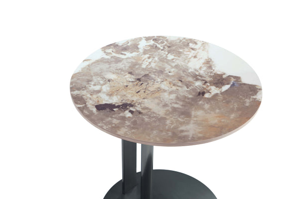 English Elm Alondra Modern End Table With Sintered Stone Top & Black Stainless Steel Base For Chic Spaces B365S00099