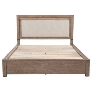 English Elm Gibbons California King Storage Bed with Led Headboard and Four Underbed Drawers B062S01829