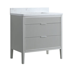 English Elm Fully Assembled 36'' Grey Bathroom Vanity With Engineered Marble Top & Dual Handle Sets For Style W1826P308975