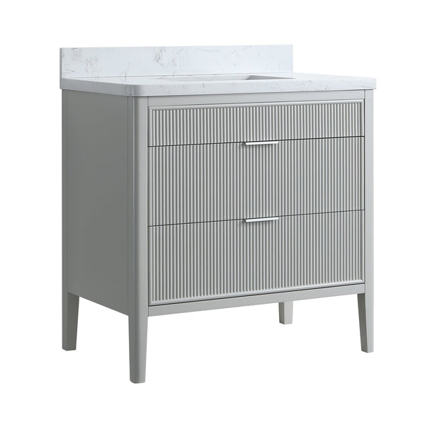 English Elm Fully Assembled 36'' Grey Bathroom Vanity With Engineered Marble Top & Dual Handle Sets For Style W1826P308975