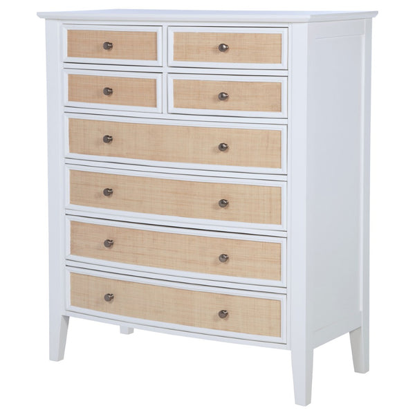 English Elm Talia Eight Drawer Chest with Rattan Fronts and Felt Lined Coastal Bedroom Storage B062P440322