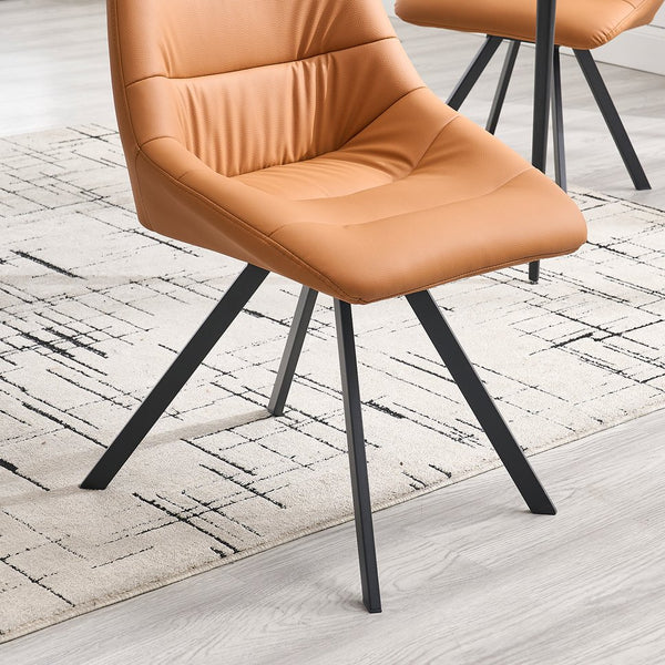 English Elm Dining Thickened Fabric Chair Set of 2 with Metal Legs — Cozy Modern Bar-Style Seating for Kitchen and Dining Spaces Brown W1249P243513