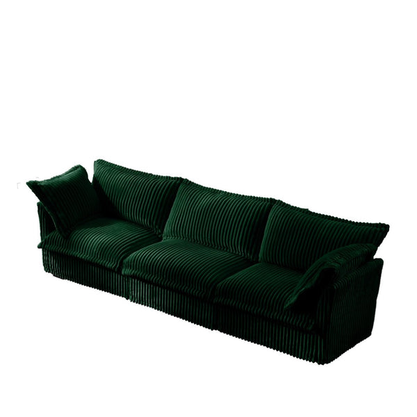 English Elm Slipcovered Modern 3-Seater Sofa With Plush Cushions, Soft Green Corduroy, Easy Care & Versatile Design W3041S00081-GIGA