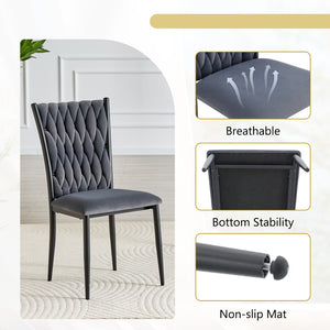 English Elm Elegant Tufted Velvet Dining Chair High Back Foam Seat Tapered Metal Legs Glam W1512P491435
