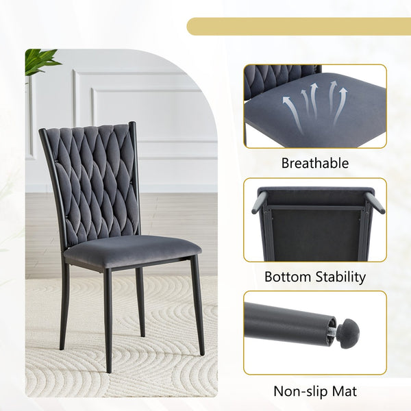 English Elm Elegant Tufted Velvet Dining Chair High Back Foam Seat Tapered Metal Legs Glam W1512P491435