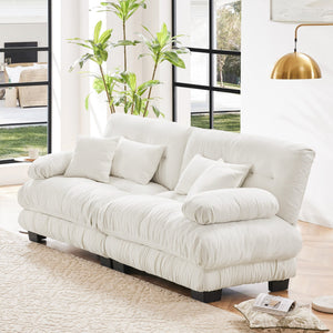 English Elm Cloud 2-Seater Chenille Sofa - Elegant Comfort With Lumbar & Throw Pillows For Stylish Living Rooms W714S00998