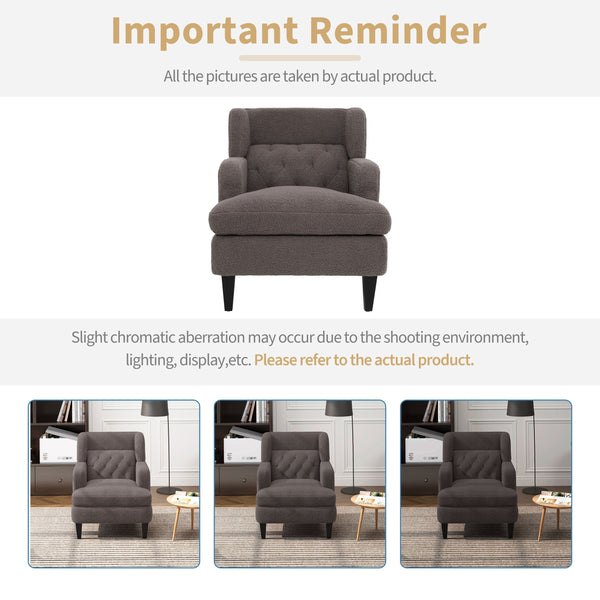 English Elm Christopher Knight Home® - Upholstered Teddy Fleece Armchair with Tufted Back, Contemporary Cozy Accent Seat for Living Room Brown N763P193158D