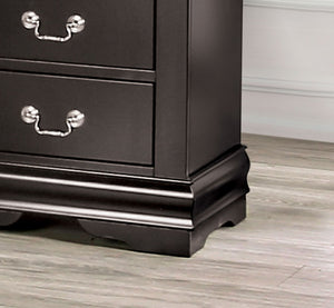 English Elm Dark Transitional 5-Drawer Chest in Rich Finish with Nickel Oval Knobs Durable Wood Blend Craftsmanship Black 33 L x 18 W x 52 H B2741P372714